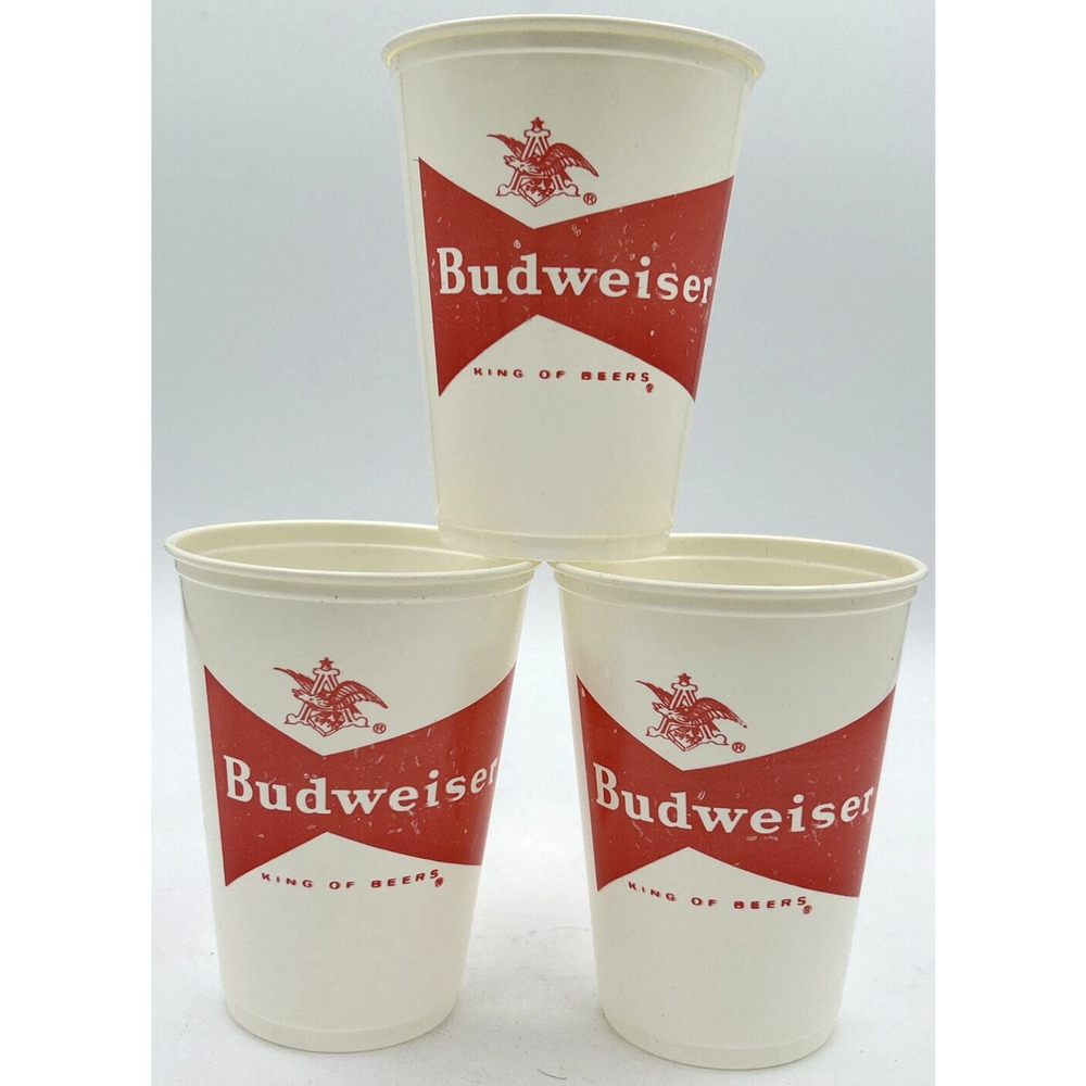 1970's 4"H Budweiser Plastic Sampler Picnic‎ Cups Lot of 3 U290